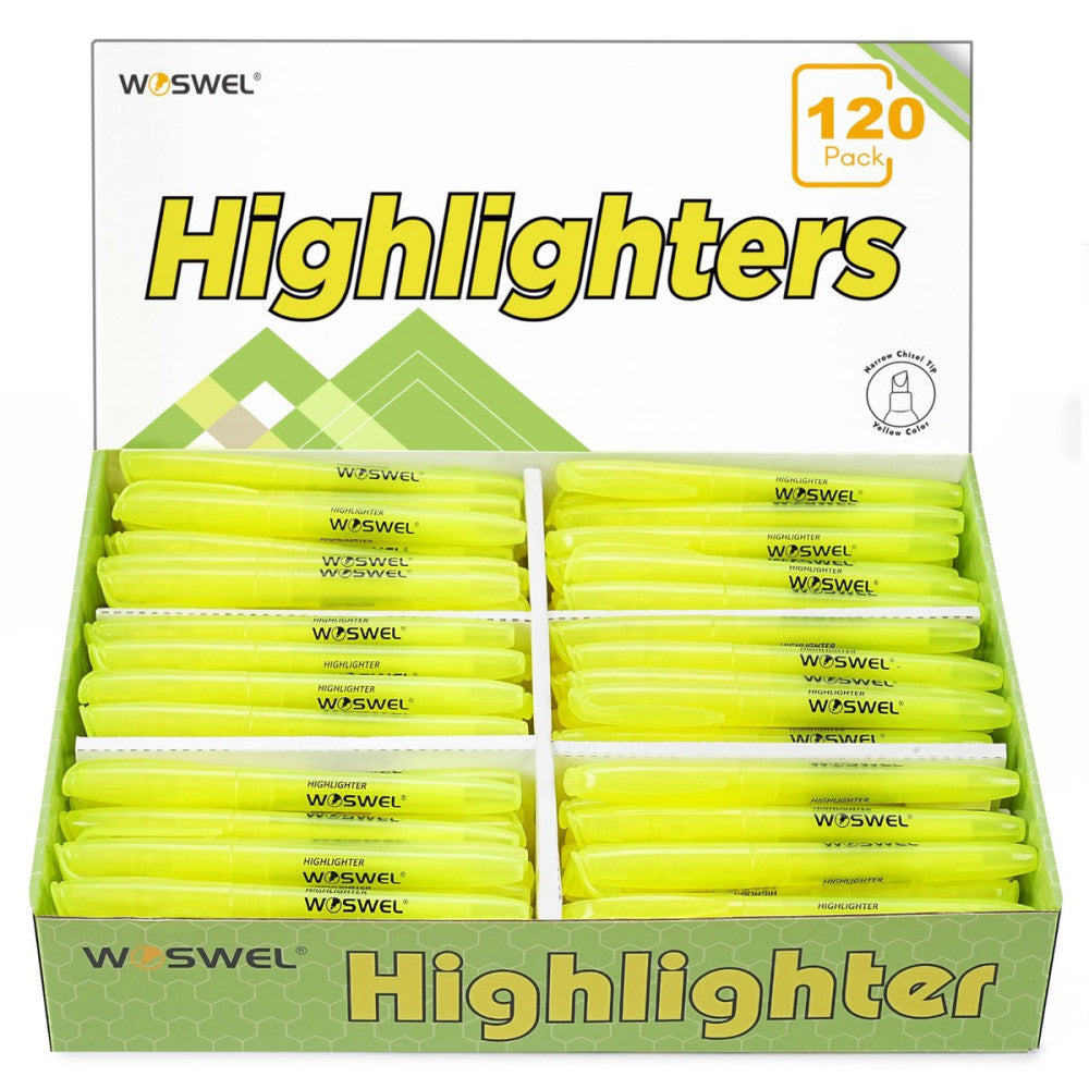 Highlighters Bulk 120 Pack Fluorescent Yellow Highlighter Markers Set for Und...