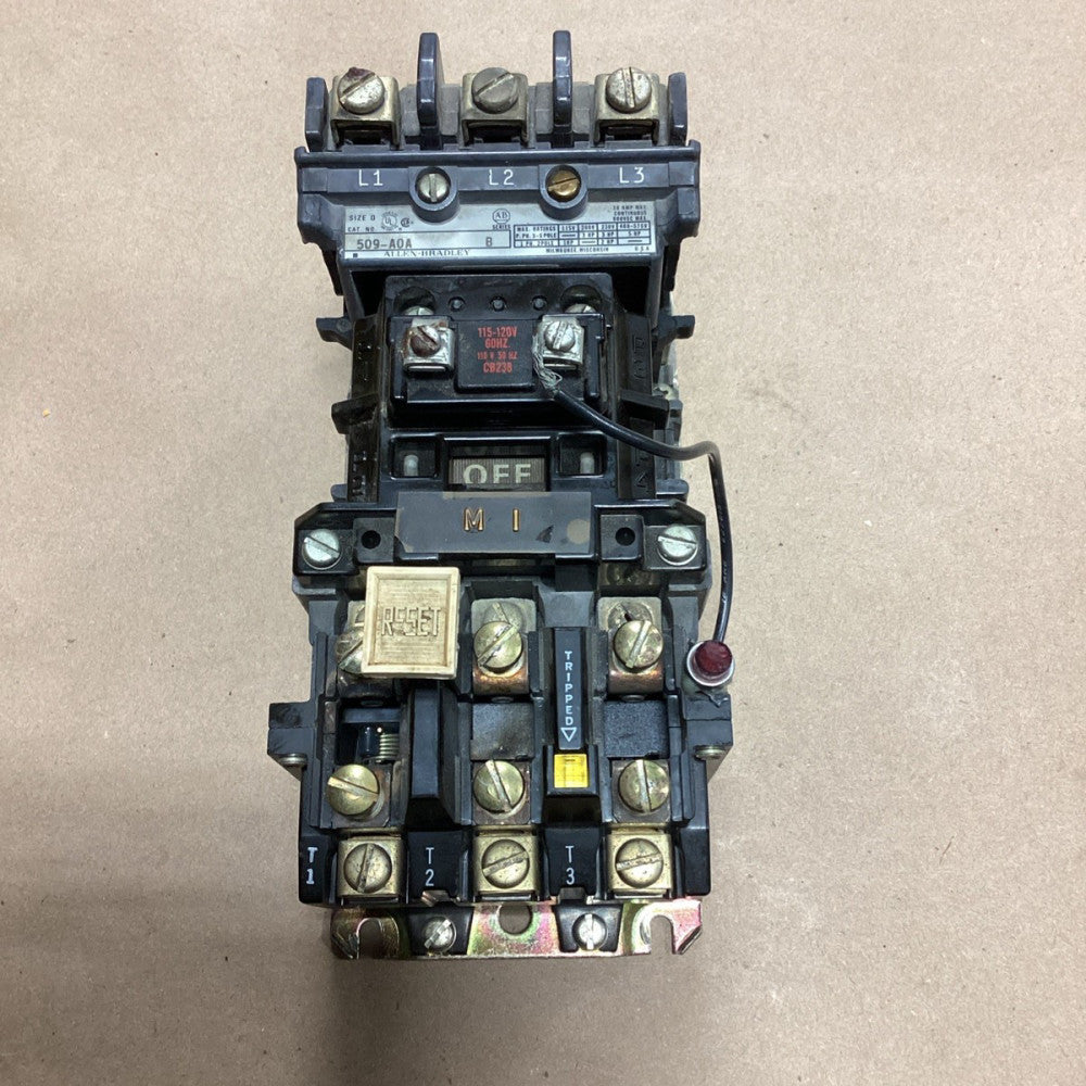 ALLEN BRADLEY 509-AOD / 509-A0D SER B MOTOR STARTER NEMA SIZE 0