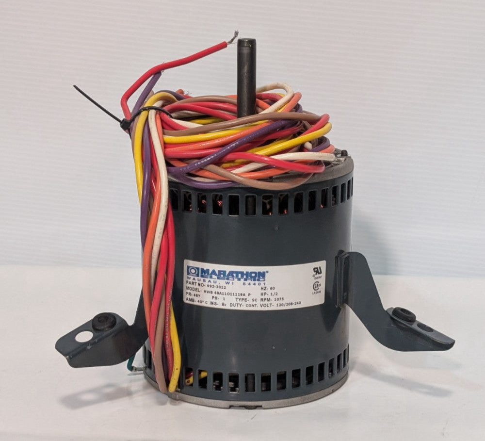 Marathon Electric HWB-48A11011119A-P Motor, 1/2HP, 1075RPM, 1PH, 48Y, 992-3012