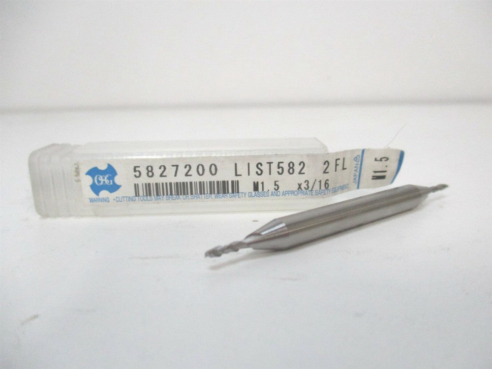 OSG (5827200) 1.5mm x 3/16" x 3/16" x 2-1/4" OAL 2F DE Cobalt Square End Mill