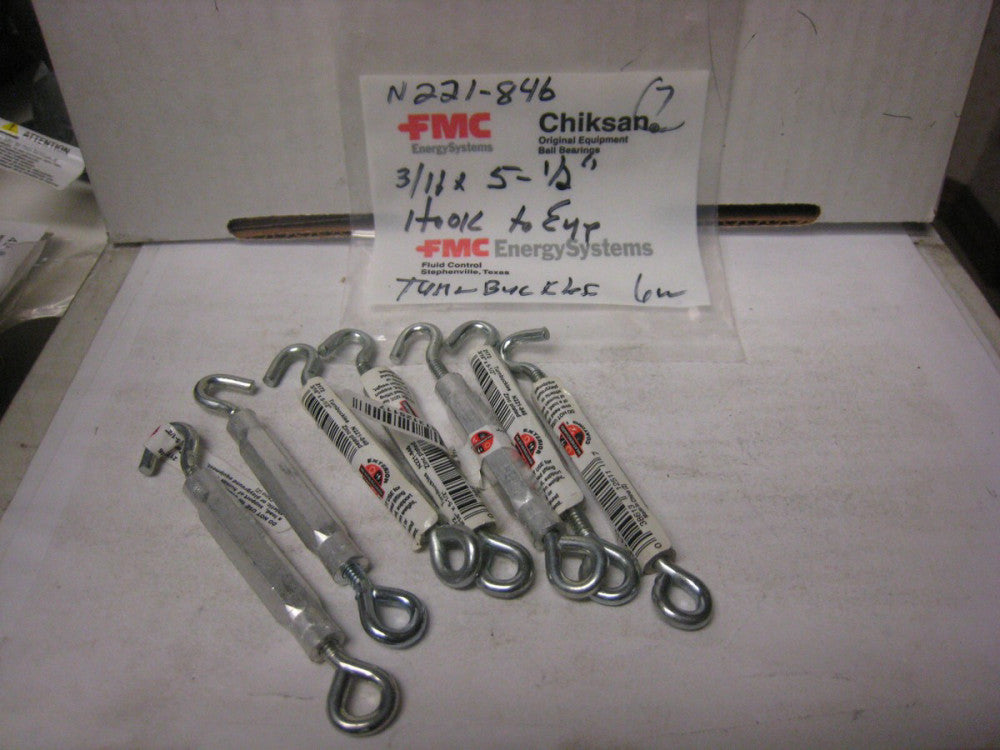 7 Stanley National N221-846 3/16" x 5-1/2" Zinc Alum Hook to EYE Turnbuckle