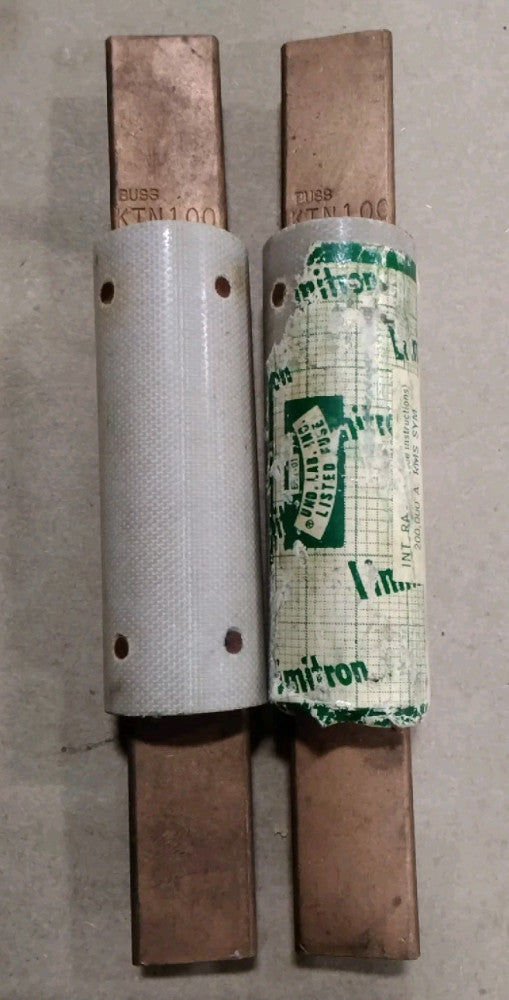 LOT OF 2 BUSSMANN  LIMITRON KTN 100 FUSE KTN100 250 VOLT 100 AMP B32