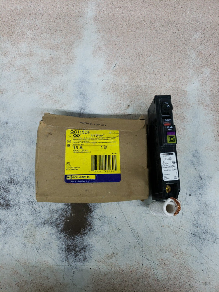 Square D QO115DF 1 Pole 15 Amp 120VAC QO Plug In Dual Function GFCI AFCI Breaker