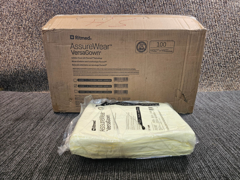 (QTY 100) Ritmed AssureWear VersaGown A69962 Disposable Yellow Lab Gown X-Large
