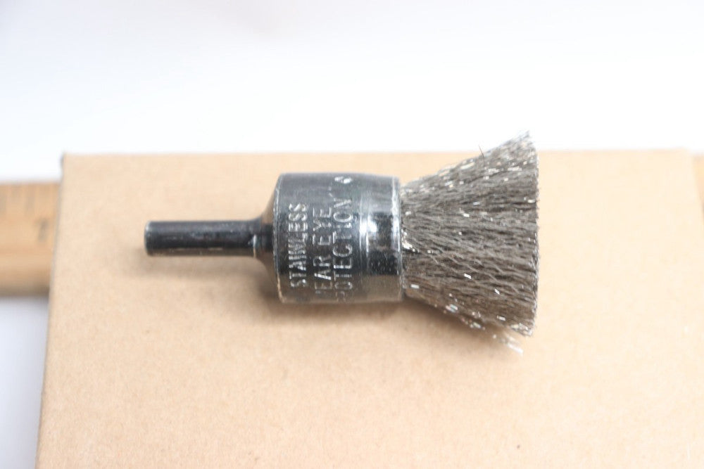  Wire End Brush Stainless Steel 3/4" Dia x 7/8" Trim x 1/4" Shank 30166