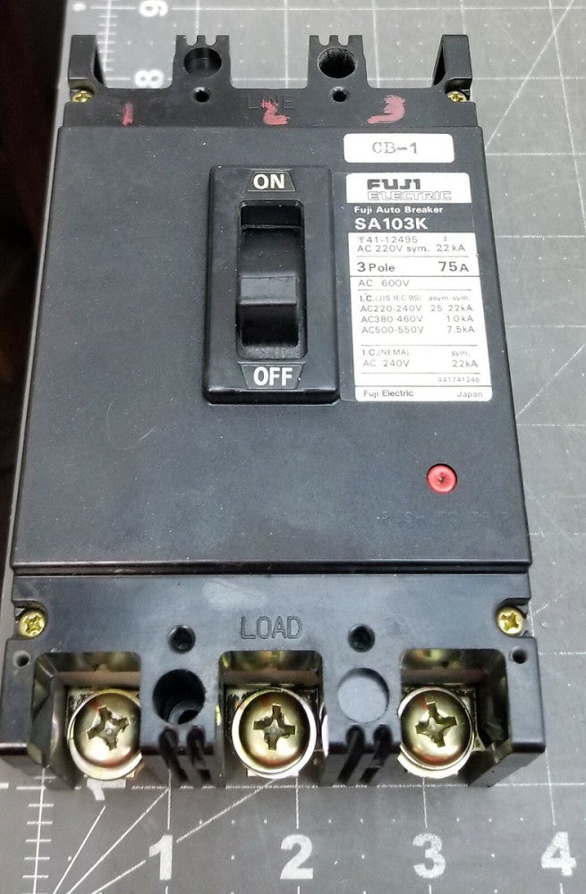 SA103K Fuji Circuit Breaker 75A 3 Pole TESTED WORKING PULL [Z5B2]