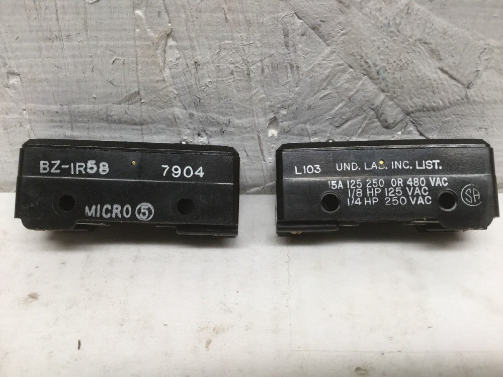 Micro Switch BZ-IR58 Pin Plunger 15A 125, 250 or 480 VAC (Lot of 2)
