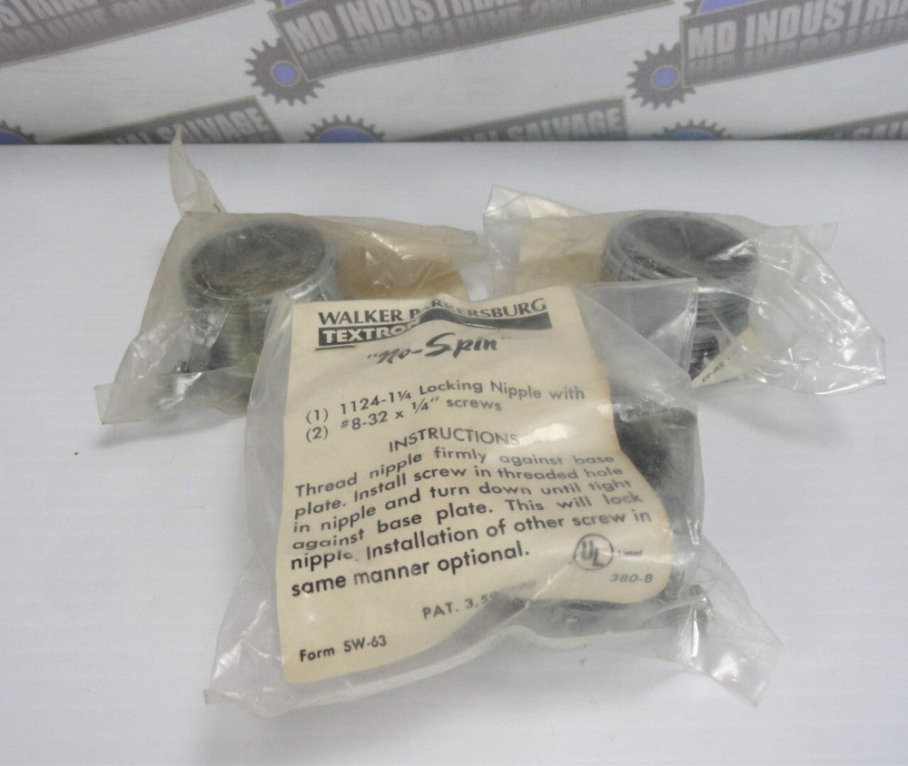 (3) Walker/Parkersburg "No spin" 1124-1 1/4" Locking Nipple (NEW in Package)