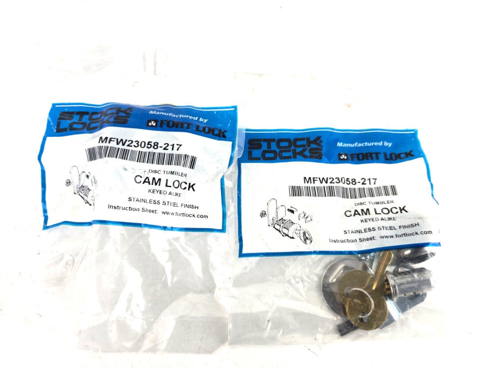 2pcs Fort Lock CompX MFW23058-217, 5/8” Cam Lock, Keyed Alike, Stainless Steel
