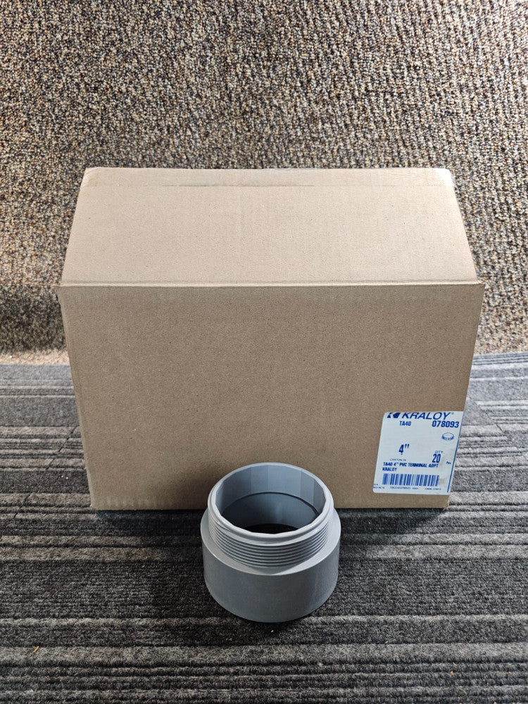 (QTY 20) Kraloy Fittings TA40 078093 4-inch PVC Coupling Male Terminal Adapter