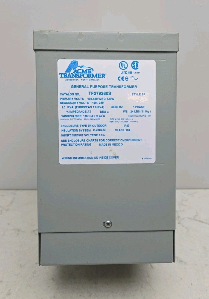 Acme Electric TF279260S Transformer 1 kVa Low Voltage Distribution Single Phase 
