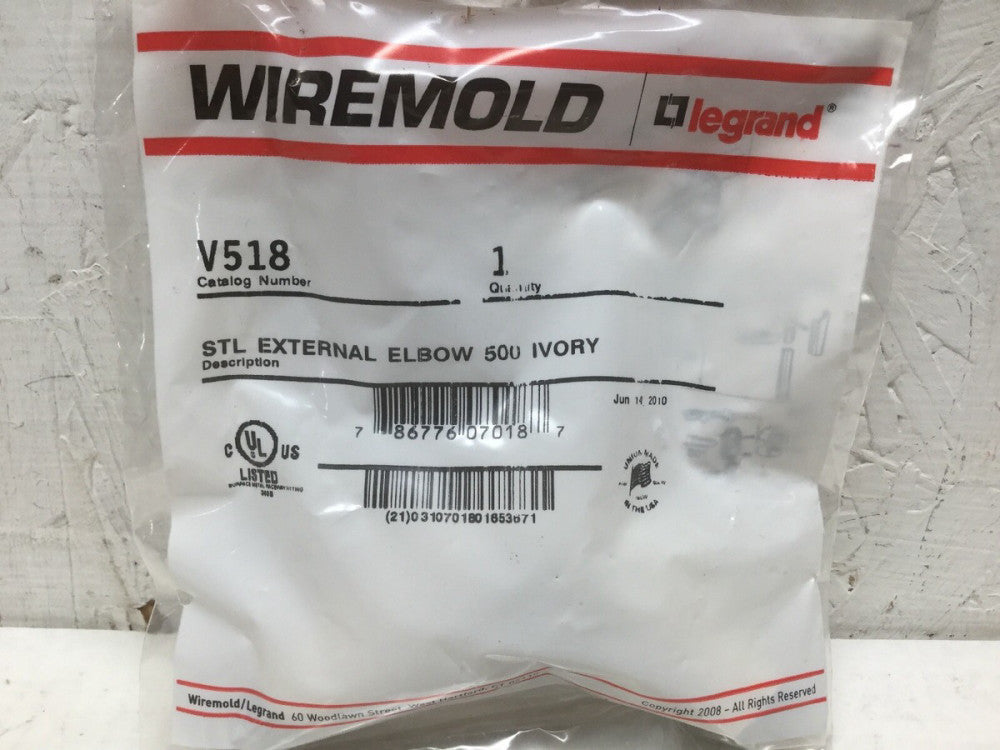 Wiremold V518 External Elbow V500 Raceway Series Ivory (Lot of 9)