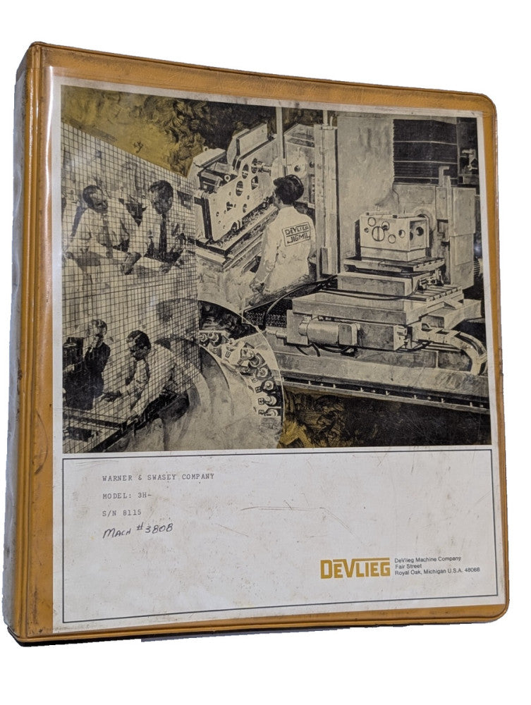DeVleig Warner + Swasby Model 3H- Spiramatic Jigmil Installation, Wiring Manual