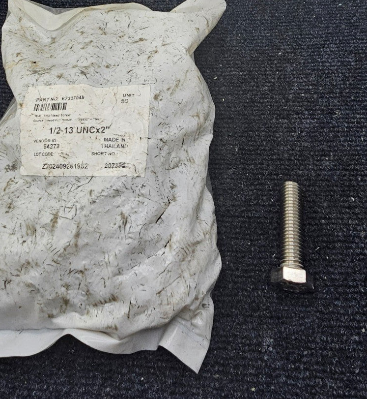 (50 PIECES) 207496 Hex Head Screws 1/2-13 x 2" Grade 18-8 S.S. - 67337048