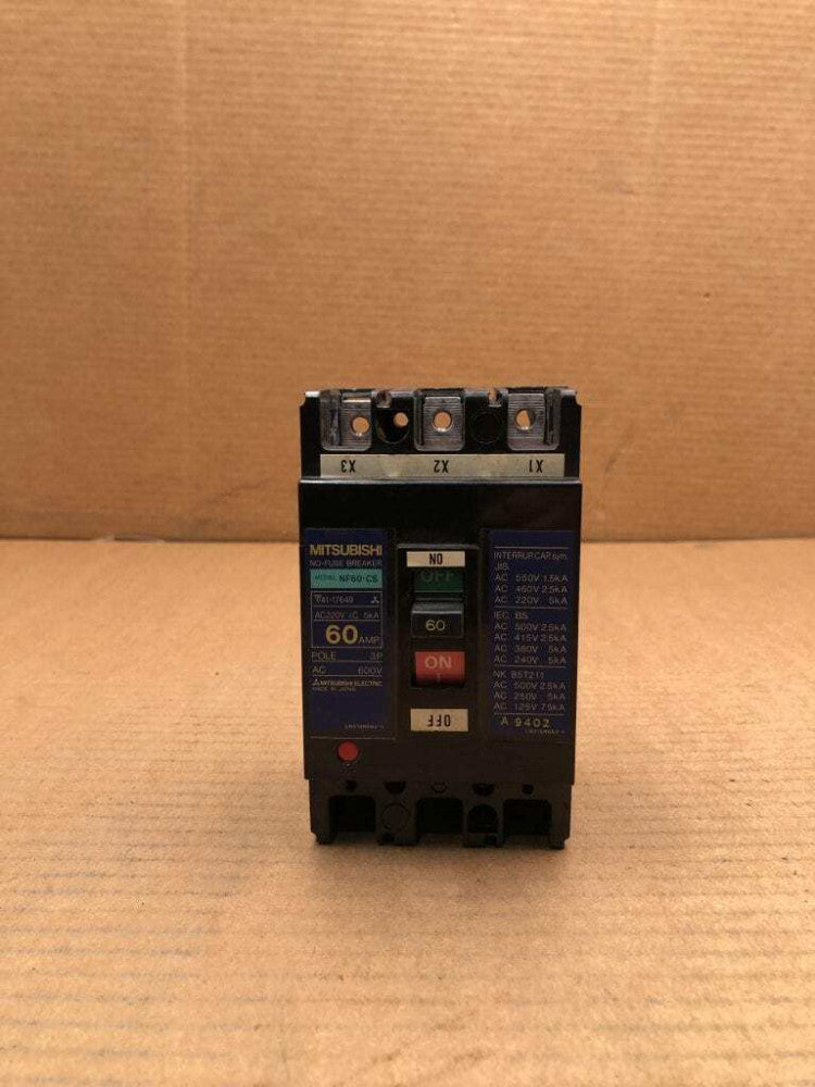 Mitsubishi NF60-CS 3 Pole 60A Molded Case Circuit Breaker 600V