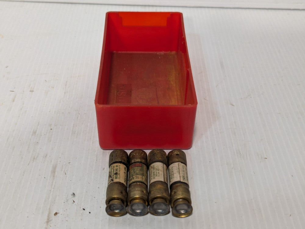 Lot of 4 Bussmann FRN-R-25 Fusetron Dual Element Time Delay 25A Fuses, Class RK5