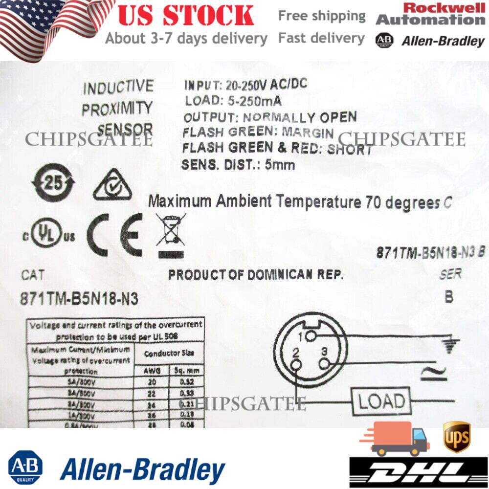 NEW 871TM-B5N18-N3 AB 18MM AC/DC NO SHIELDED 5MM MINI GENUINE 1PC US Free Tax