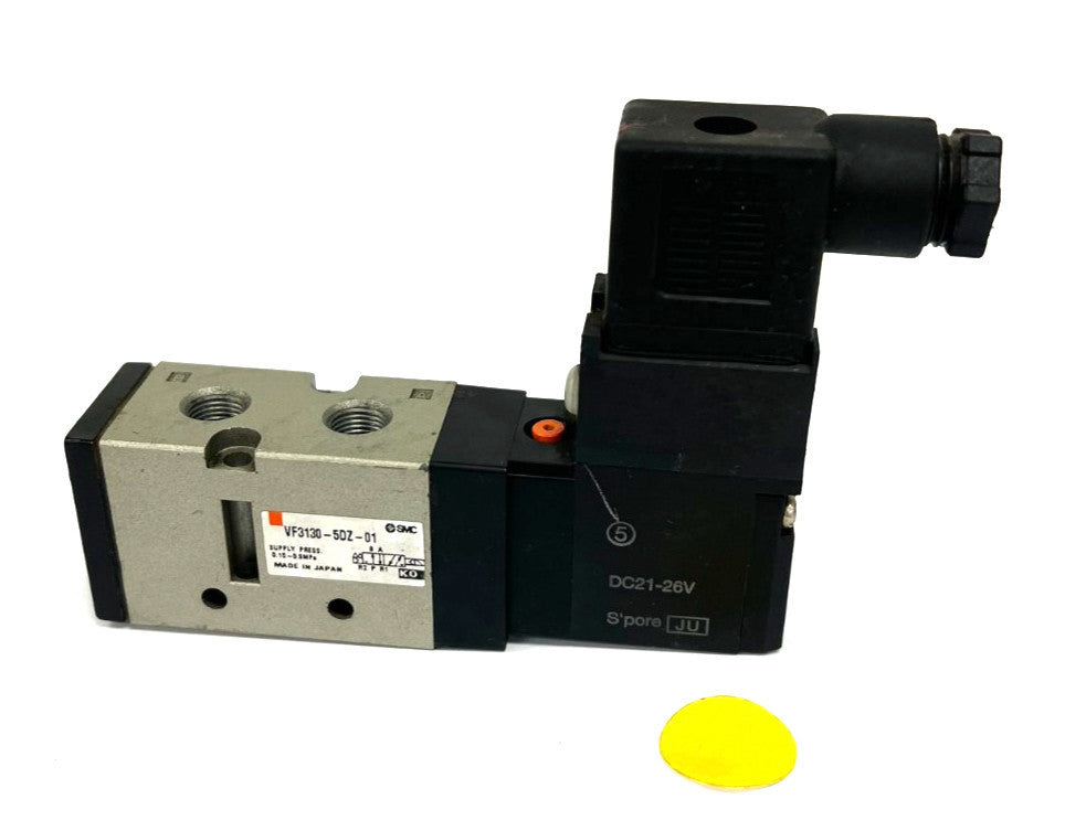 SMC VF3130-5DZ-01 5 PORT SOLENOID VALVE  2 POSITION 24 VDC OAL 4-1/2"