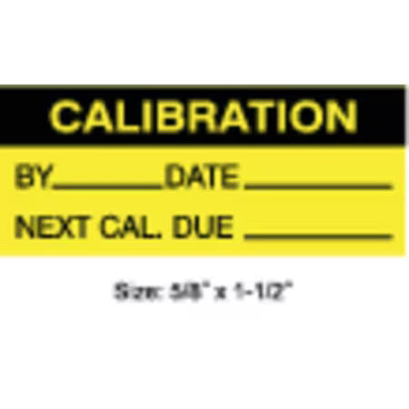 Stranco Tcf-22136 Calibration Label, Eng, Black/Yellow, Pk350, Tcf-22136