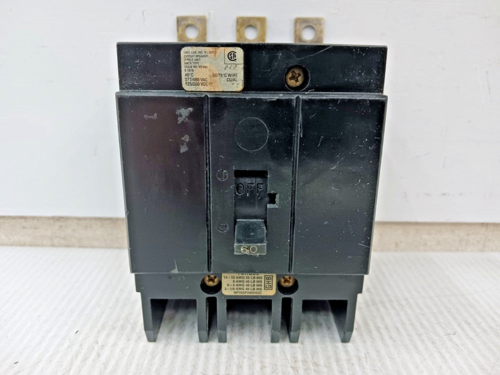 Westinghouse 60 Amp Bolt-On Circuit Breaker 3 Pole 277/480 VAC 65kA GHB3060