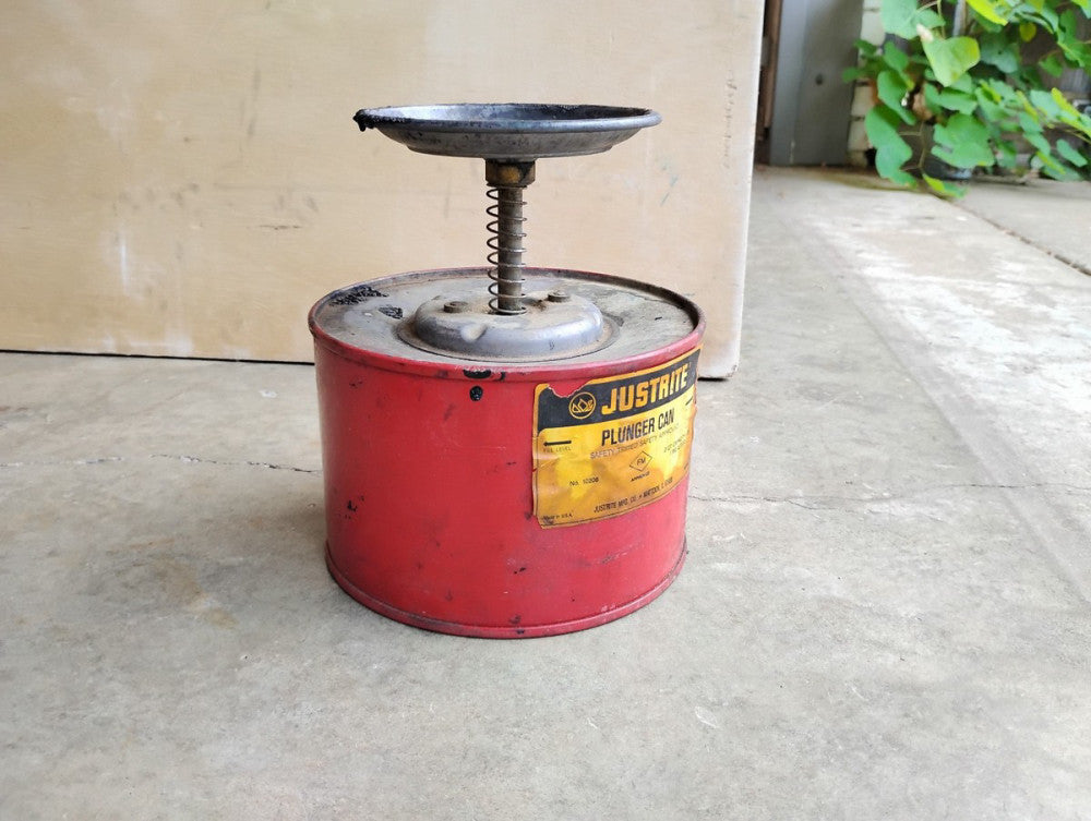 Justrite Plunger Can Steel Can for Hazard Waste 2 Quart Capacity 10208