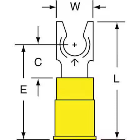 3M Mng10-10Flk Fork Terminal, #10 Stud Size, 10 Awg, 600 V, Nylon Insulated,