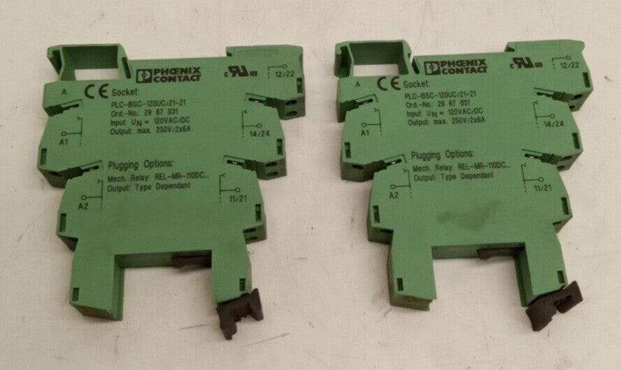 Phoenix Contact 2967031 PLC-BSC-120UC/21-21 Relay Base Only (Lot of 2)