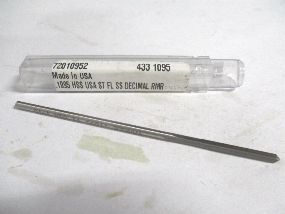 (433-0.1095) 0.1095" x 7/8" x 3-1/2" Straight Flute HSS 4-Flute Chucking Reamer 