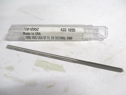 (433-0.1095) 0.1095" x 7/8" x 3-1/2" Straight Flute HSS 4-Flute Chucking Reamer 