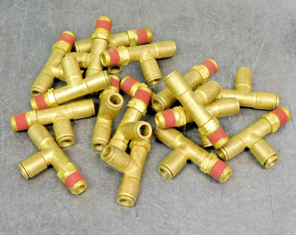 Alkon MAQ71-PS-8x4 Brass Push-In Swivel Tee 8mm DIA 1/4" NPT Lot of Twenty-One