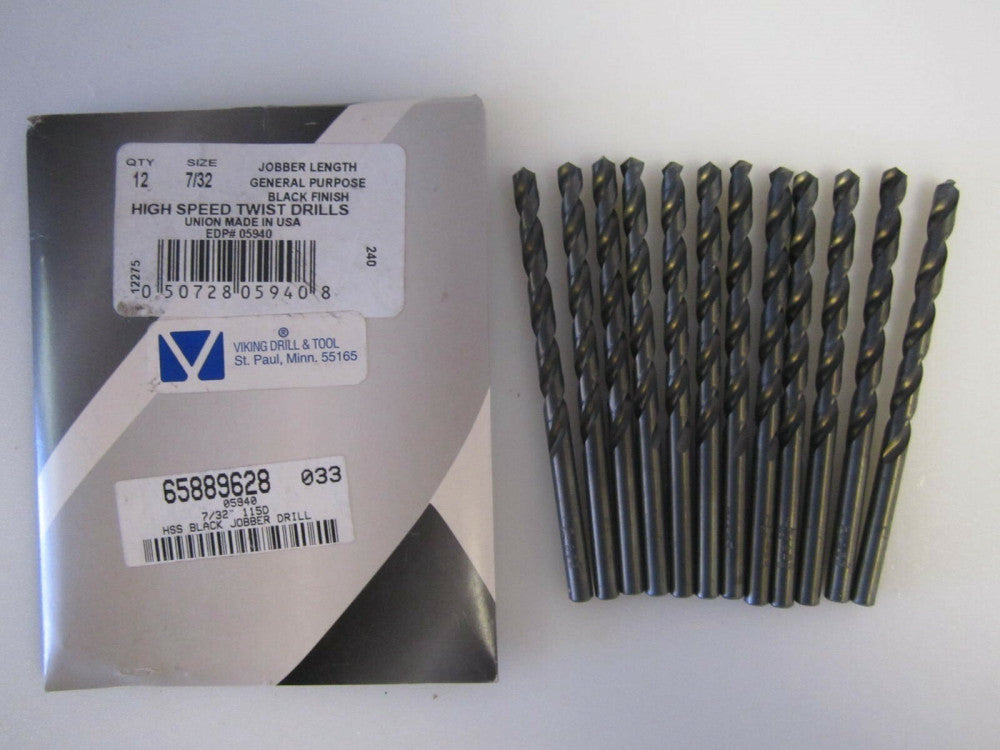 7/32" 115 Degree Point Angle Oxide Coated High Speed Steel Jobber Drill - 12Pk