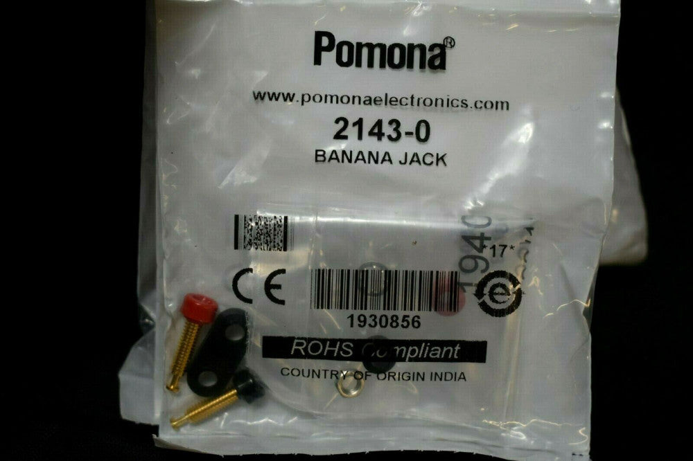 [5-Pack] Pomona 2143-0 Mini Double Banana Jack Black/Red on Black Base