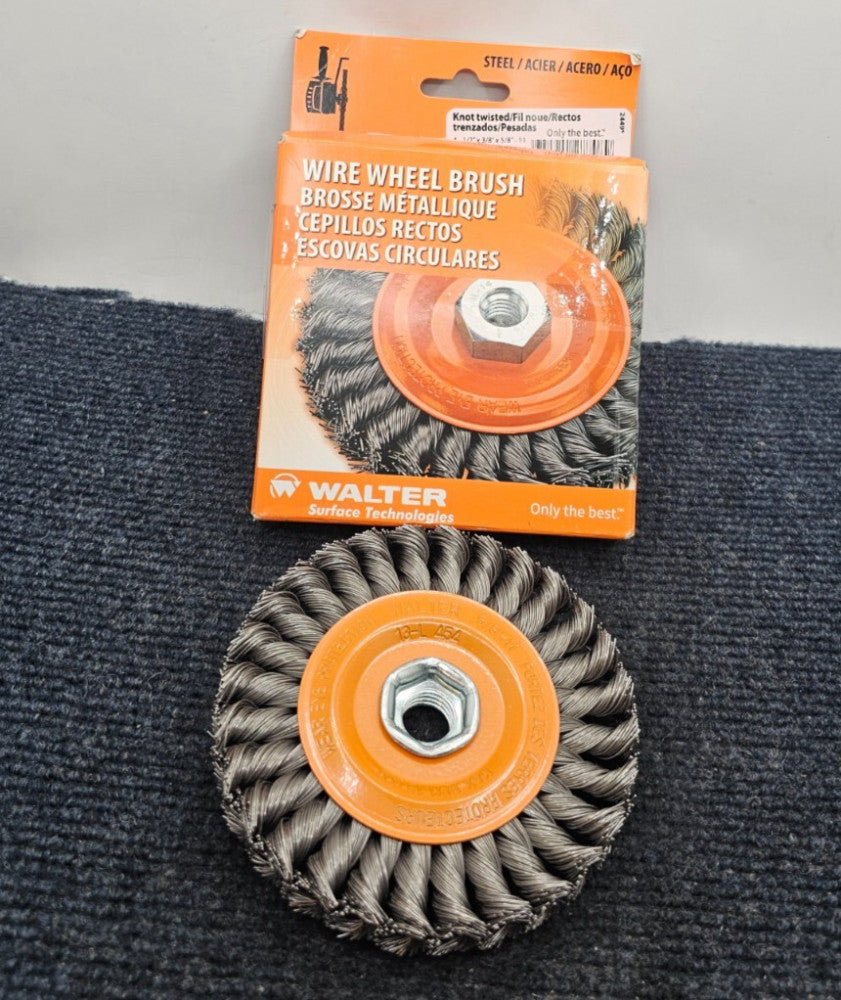 Walter 13L454: 4-1/2x1/4x5/8-11 Wire Wheel Brush with Knot Twisted Wires Steel