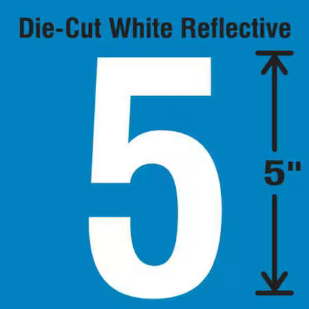 Stranco Dwr-5-5-5 Die-Cut Reflective Number Label, 5,Pk5