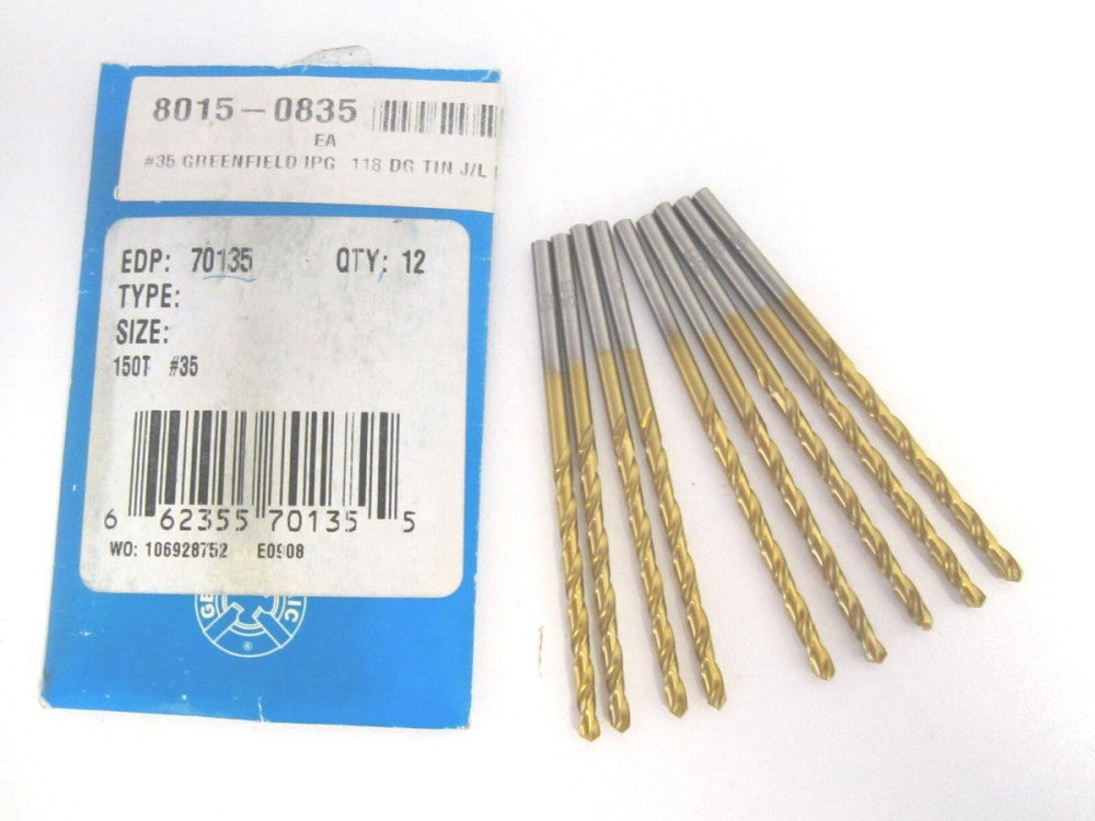 CHICAGO-LATROBE (41705) #35 1-1/2" x 2-5/8" HSS Jobber Length Drill Bits - Qty 9