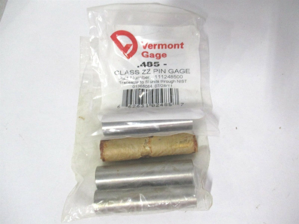 Vermont Gage (111248500) 0.485" Diam Class ZZ Minus Plug & Pin Gage - Lot of 4