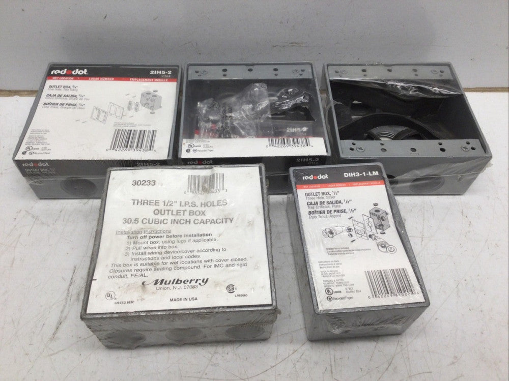 RED DOT (3) 2IH5-2 & (1) DIH3-1-LM + (1) MULBERRY 30233 2 GANG OUTLET BOX (5PACK