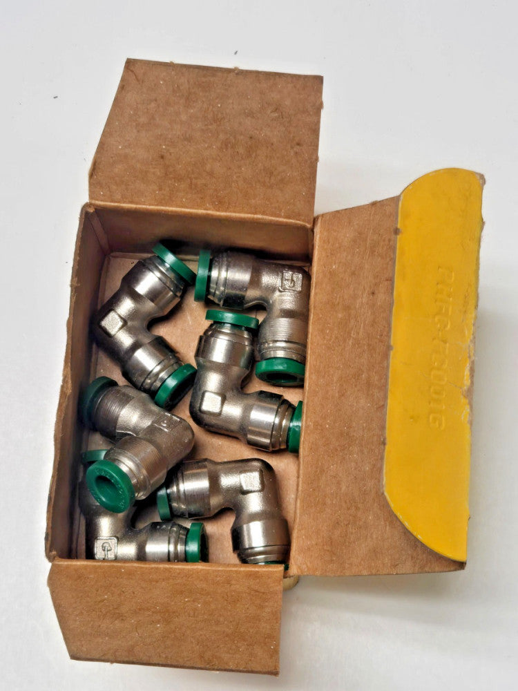 PARKER 90° PUSH-TO-CONNECT ELBOW  X165PLP-4 *LOT OF 6* BRASS PRESTOLOK 1/4"
