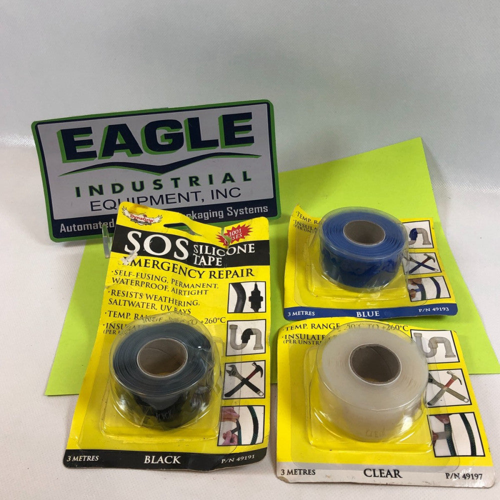 3-PACK SOS Silicone Tape Emergency Repair  BLACK-49191 Clear-49197 Blue-49193