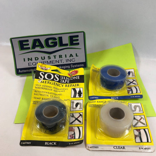 3-PACK SOS Silicone Tape Emergency Repair  BLACK-49191 Clear-49197 Blue-49193