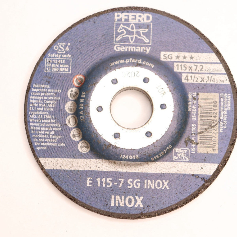 PFERD Grinding Wheel Grinding Wheel 30 Grit 4-1/2" Dia x 1/4 Thick x 7/8" Arbor