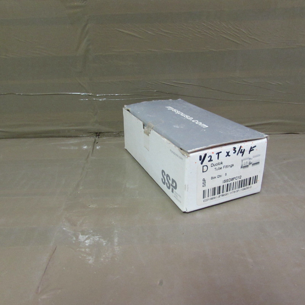 LOT OF (5) SSP, ISSD8FC12, 3/4"x1/2" TUBE SS FEMALE CONNECTORS NIB! MAKE OFFER!