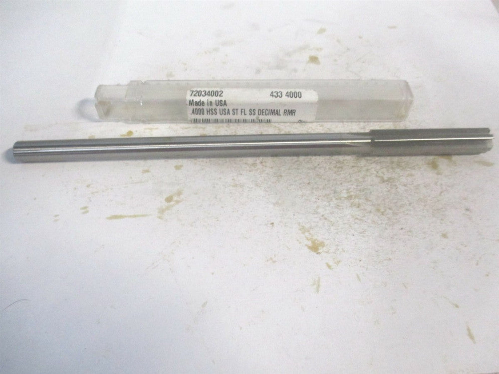 (433-0.4000) 0.4" x 1-3/4" x 7" OAL Straight Shank HSS 6-Flute Chucking Reamer 