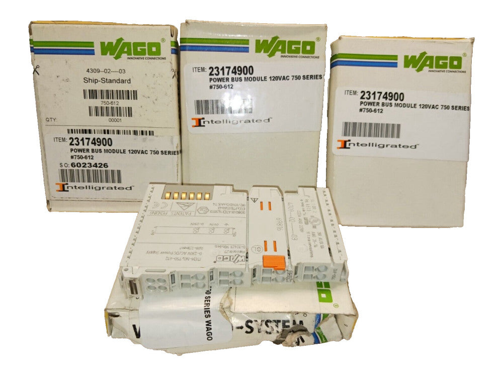 4) NEW WAGO 750-612 POWER SUPPLY BUS MODULE  120 VAC  LOT OF 4