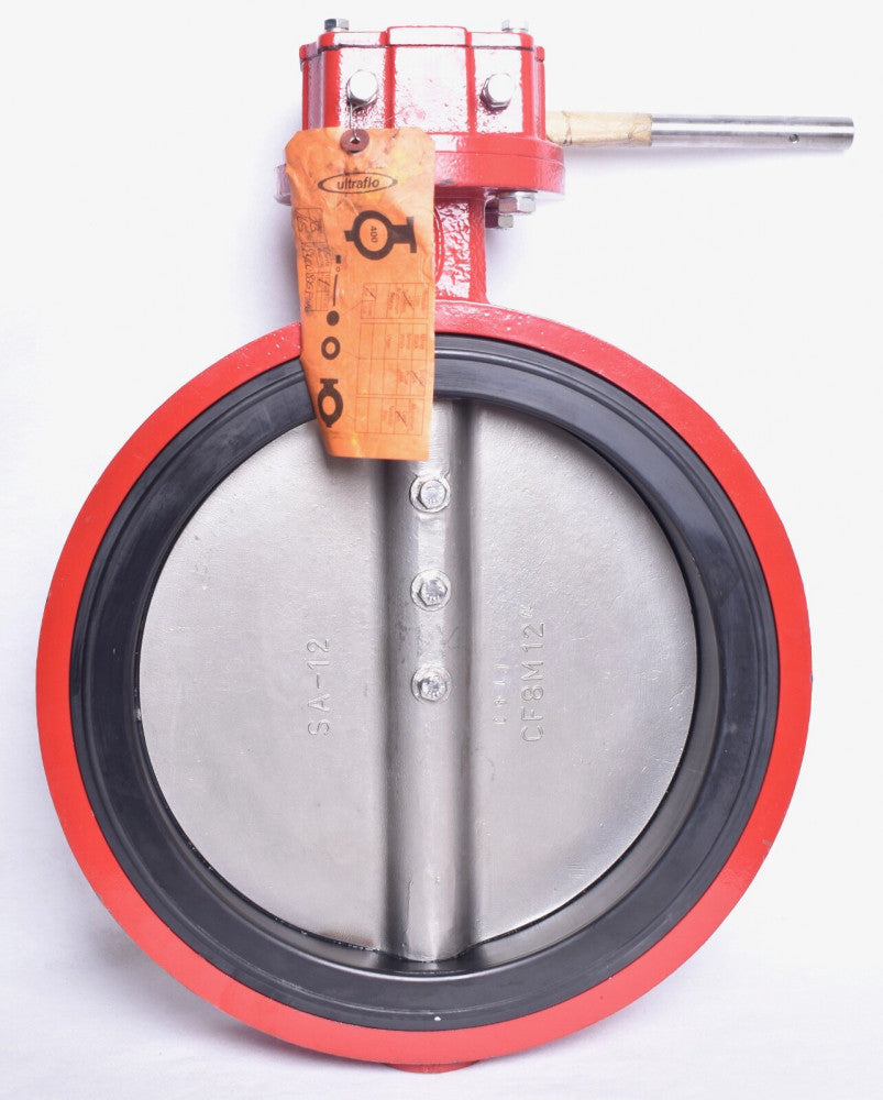 Ultraflo 12" Butterfly Valve Ser 400 Wafer Cast Body 316 SS Disc  12-400-825F516
