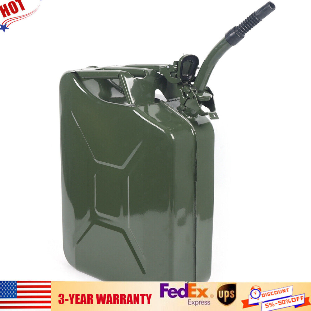 20L Vintage Green Metal Gas Can Fuel 5 Gallon Jeep Steel USA