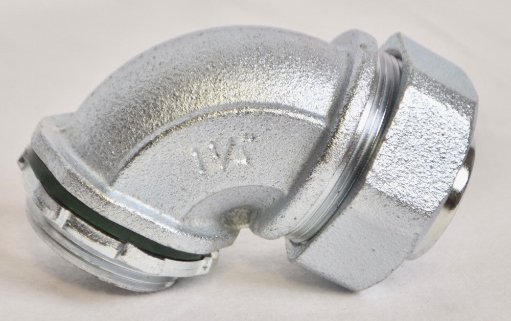 Bridgeport 473-SLT 1-1/4" Liquidtight Malleable Iron 90 Deg Connector