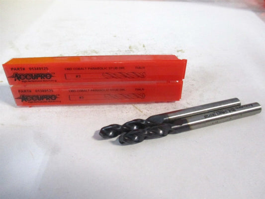 (1630541A-AC) #3 130° Parabolic Flute Cobalt Screw Machine Drill Bit - Qty 2