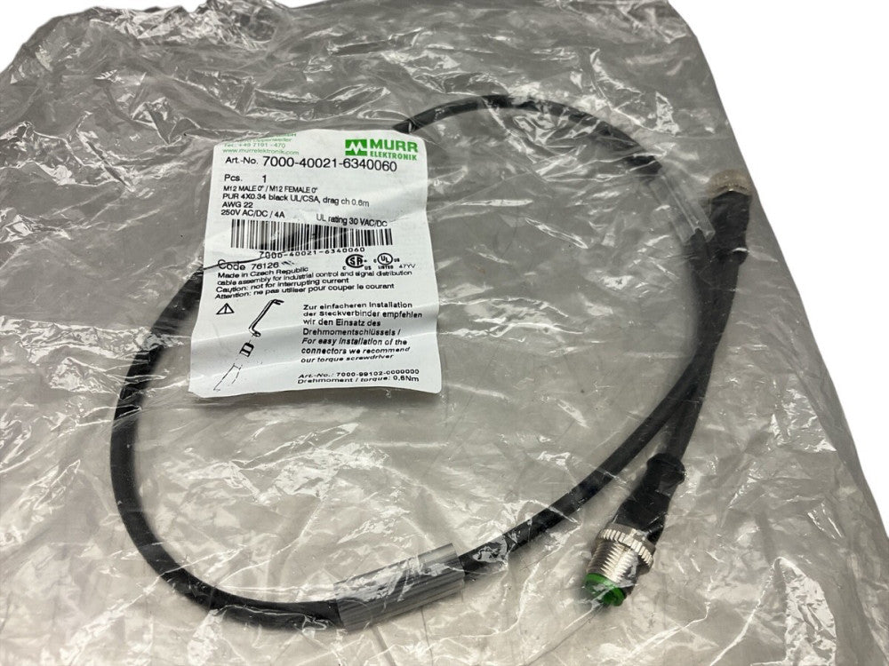 Murrelektronik 7000-40021-6340060 M12 Male 0˚/M12 Female 0˚ A-Cod.