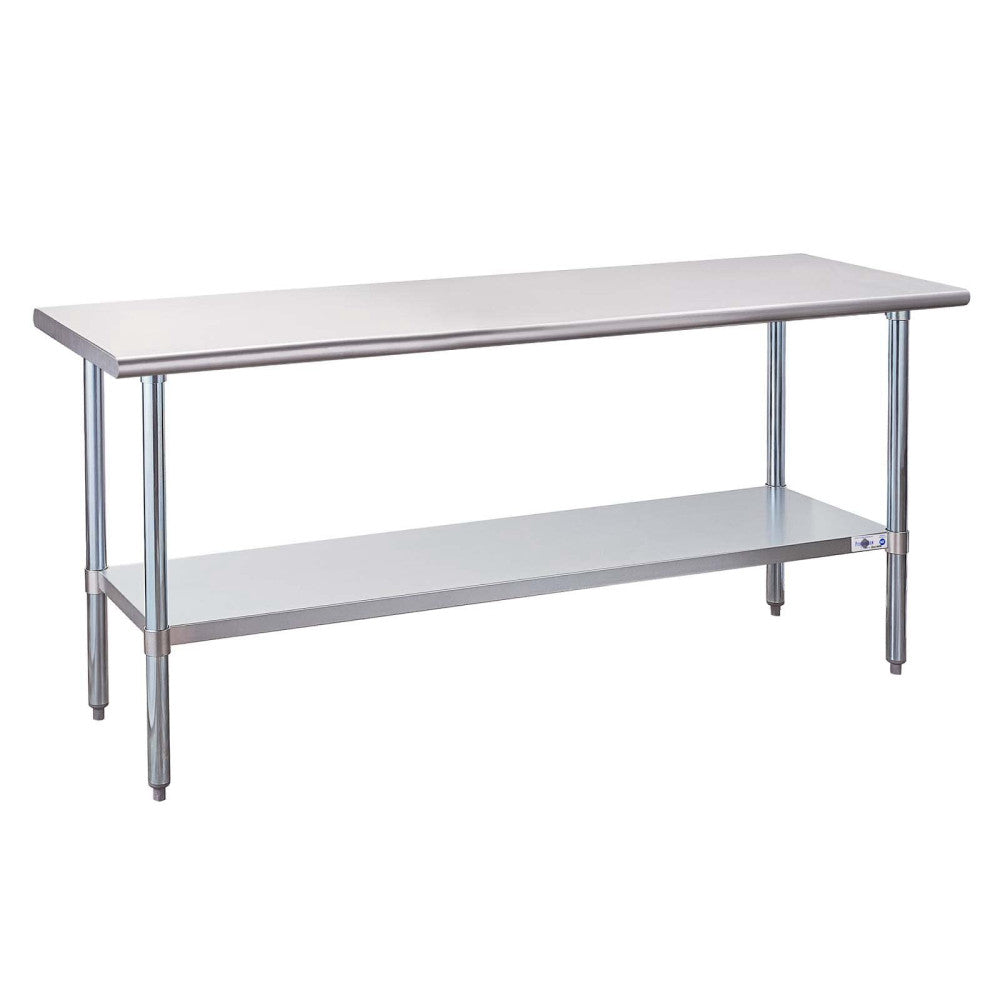 Stainless Steel Prep Table 72x24 Inch NSF Commercial Work Table with Undershe...
